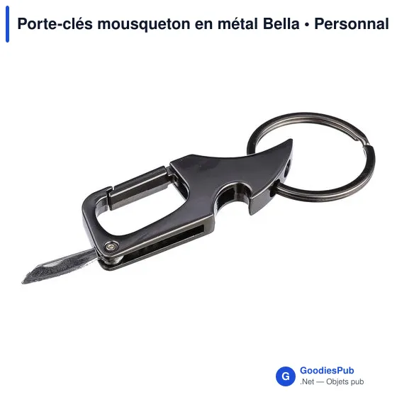 Porte-clés mousqueton en métal personnalisable avec logo - Bella - Image 4