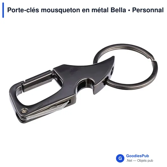 Porte-clés mousqueton en métal personnalisable avec logo - Bella - Image 5