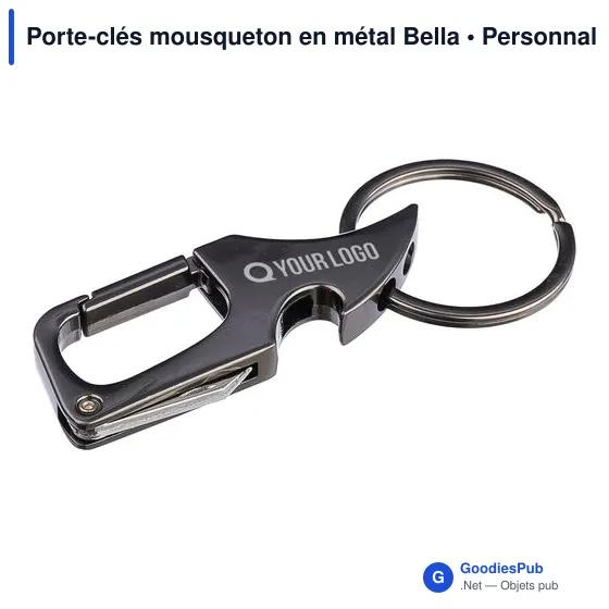 Porte-clés mousqueton en métal personnalisable avec logo - Bella - Image 6