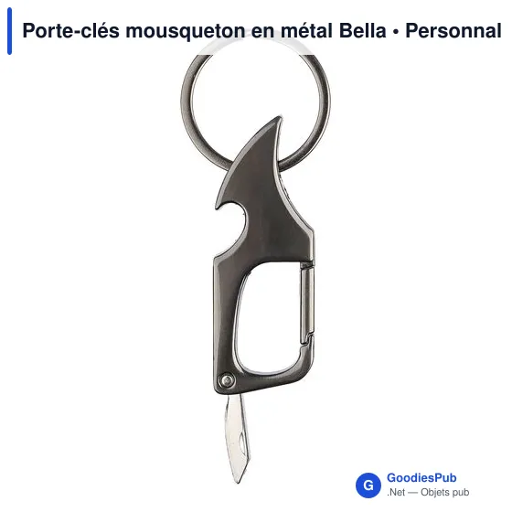 Porte-clés mousqueton en métal personnalisable avec logo - Bella - Image 7