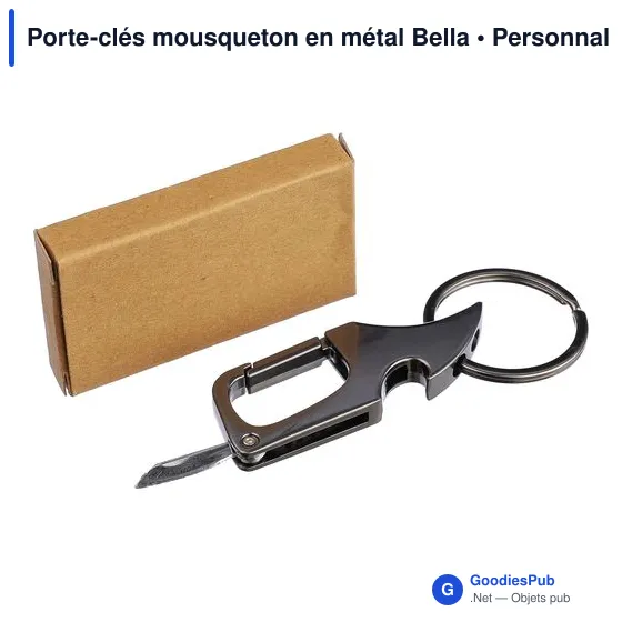 Porte-clés mousqueton en métal personnalisable avec logo - Bella - Image 8