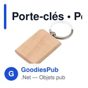 Porte-clés ovale en bois personnalisable avec logo - Miniature 1