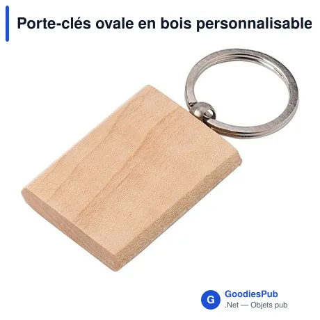 Porte-clés ovale en bois personnalisable avec logo