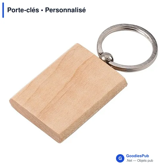 Porte-clés ovale en bois personnalisable avec logo - Image 1