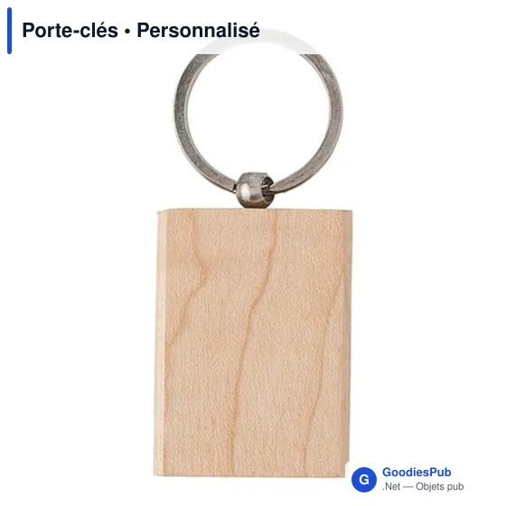 Porte-clés ovale en bois personnalisable avec logo - Image 3