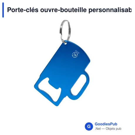 Porte-clés ouvre-bouteille personnalisable en aluminium recyclé - Bermanavec logo