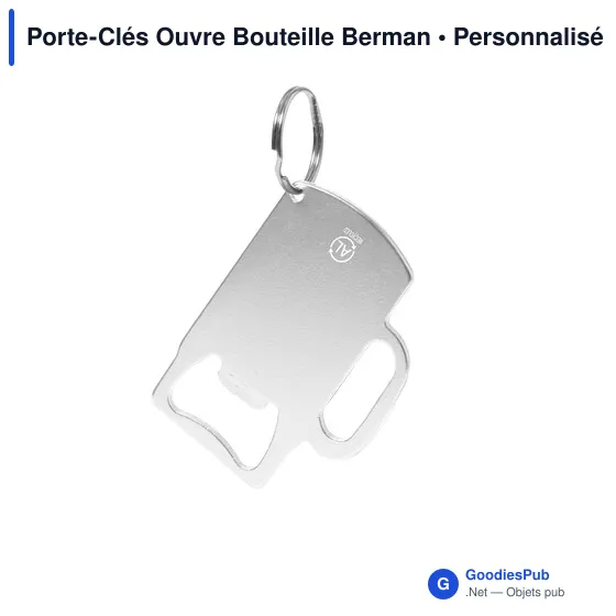 Porte-clés ouvre-bouteille personnalisable en aluminium recyclé - Bermanavec logo - Image 4