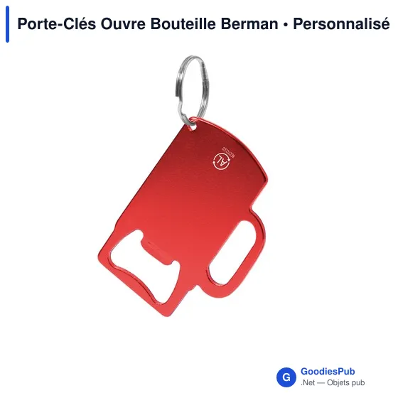 Porte-clés ouvre-bouteille personnalisable en aluminium recyclé - Bermanavec logo - Image 10