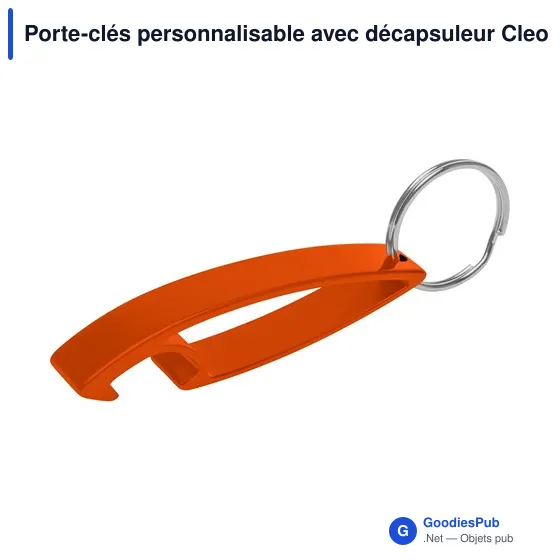 Porte-clés personnalisable avec décapsuleur Cleo pour logo - Image 1