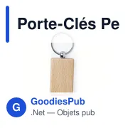 Porte-clés personnalisable en bois Pelton avec logo - Miniature 1
