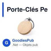 Porte-clés personnalisable en bois Pelton avec logo - Miniature 2