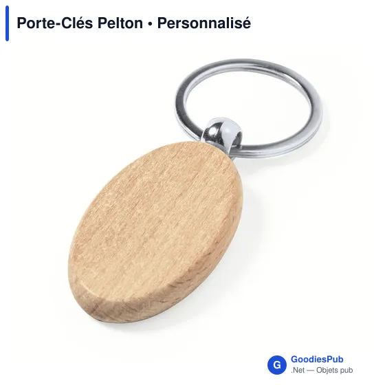 Porte-clés personnalisable en bois Pelton avec logo - Image 11