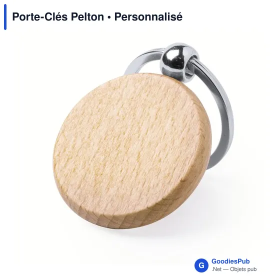 Porte-clés personnalisable en bois Pelton avec logo - Image 12