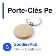 Porte-clés personnalisable en bois Pelton avec logo - Miniature 5