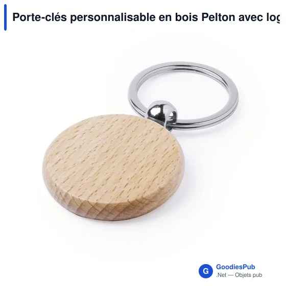 Porte-clés personnalisable en bois Pelton avec logo - Image 5