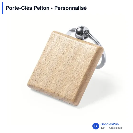 Porte-clés personnalisable en bois Pelton avec logo - Image 6