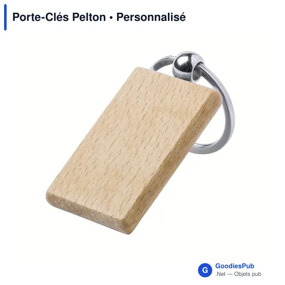 Porte-clés personnalisable en bois Pelton avec logo - Image 7