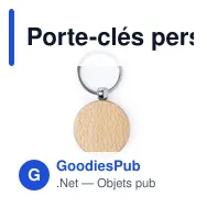 Porte-clés personnalisable en bois Pelton avec logo - Miniature 9
