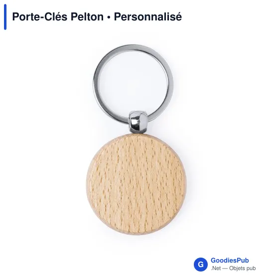Porte-clés personnalisable en bois Pelton avec logo - Image 9