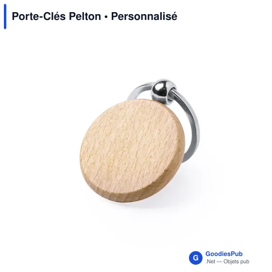 Porte-clés personnalisable en bois Pelton avec logo - Image 10