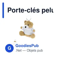Porte-clés peluche personnalisable avec logo - Pickford - Miniature 1
