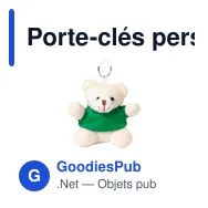 Porte-clés personnalisable en peluche avec logo - Tedchain - Miniature 1