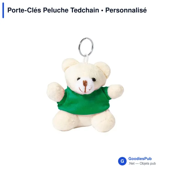 Porte-clés personnalisable en peluche avec logo - Tedchain - Image 1