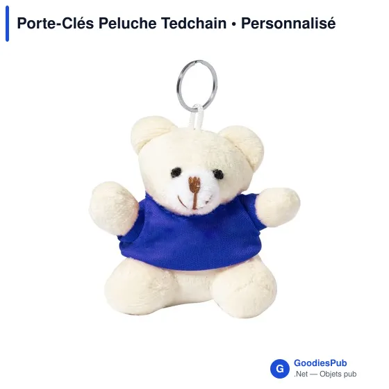 Porte-clés personnalisable en peluche avec logo - Tedchain - Image 2