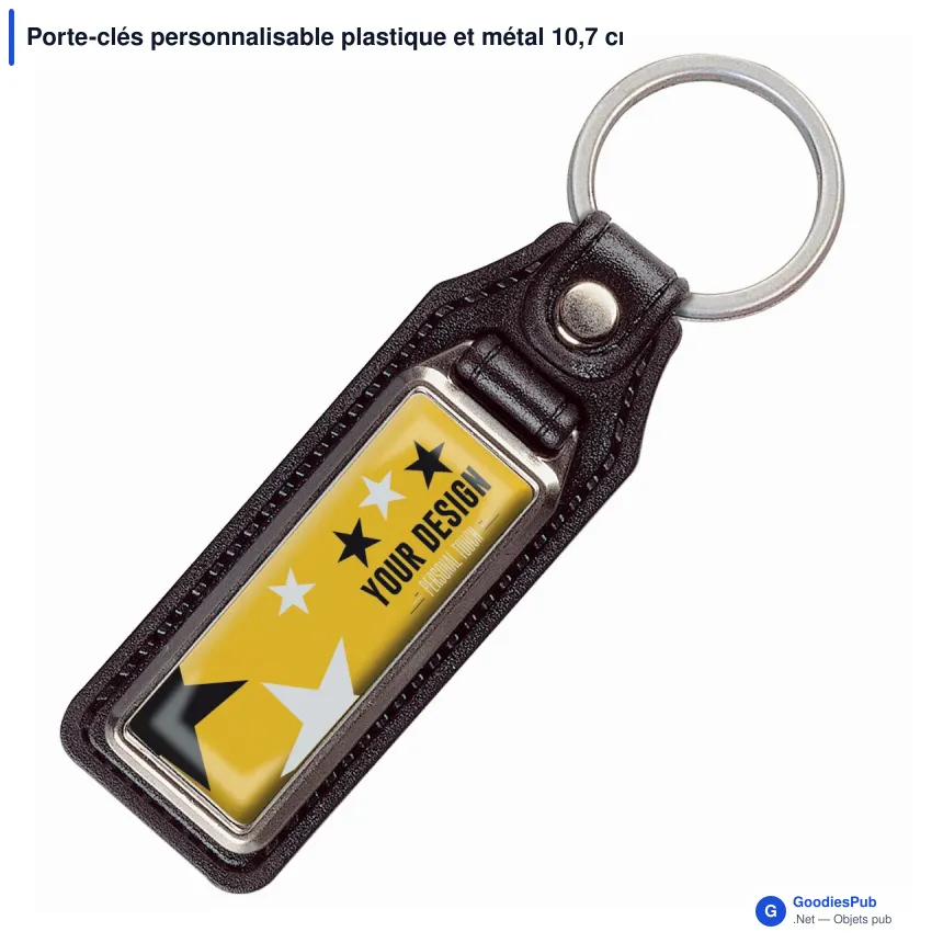 Porte-clés personnalisable plastique et métal 10,7 cm avec logo - Duo 107 - Image 2