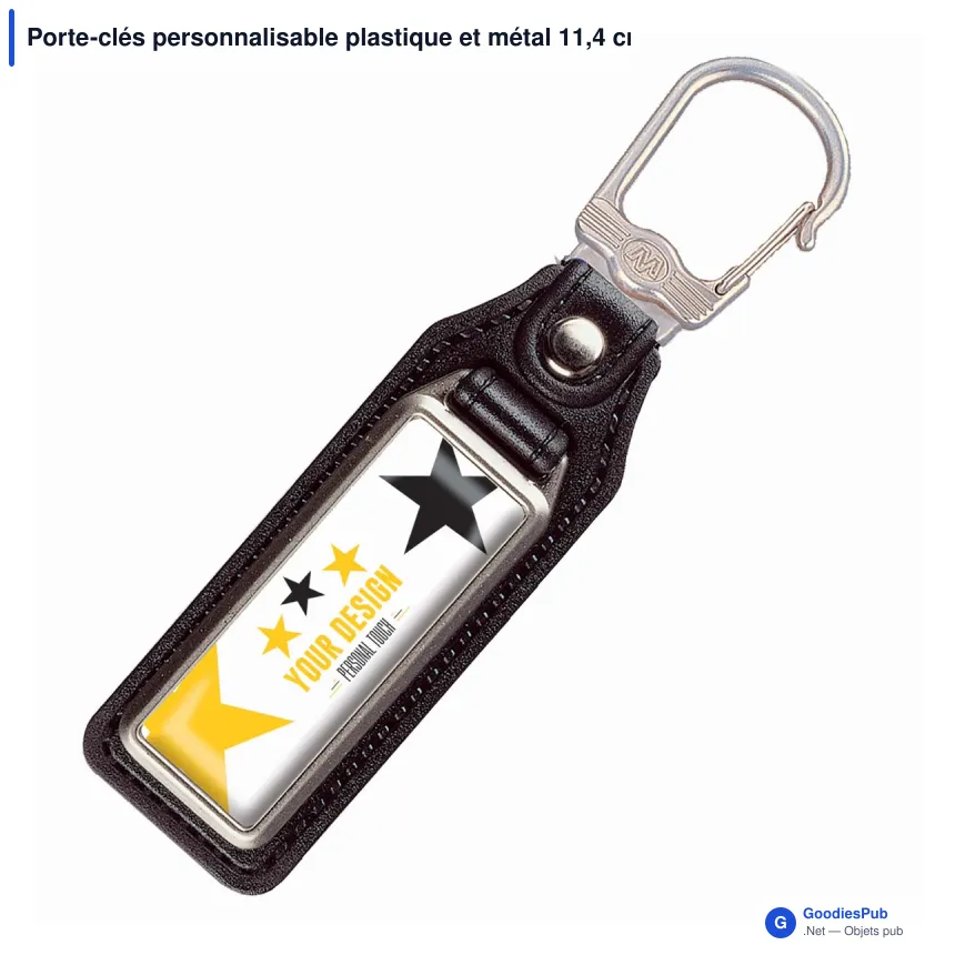 Porte-clés personnalisable plastique et métal 11,4 cm avec logo - Duo 114 - Image 2