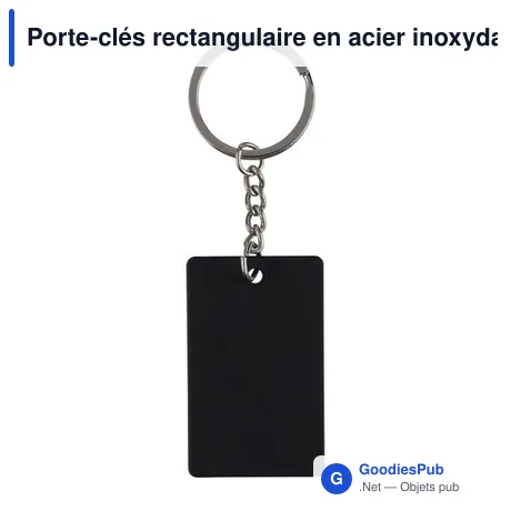 Porte-clés rectangulaire en acier inoxydable recyclé Jax