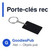 Porte-clés rectangulaire en acier inoxydable recyclé Jax - Miniature 2