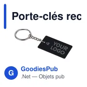 Porte-clés rectangulaire en acier inoxydable recyclé Jax - Miniature 3