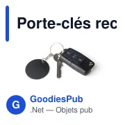 Porte-clés rectangulaire en acier inoxydable recyclé Jax - Miniature 4