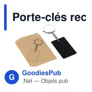 Porte-clés rectangulaire en acier inoxydable recyclé Jax - Miniature 6