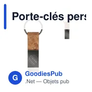 Porte-clés personnalisable rectangulaire en liège et métal avec logo - Cork Line - Miniature 1
