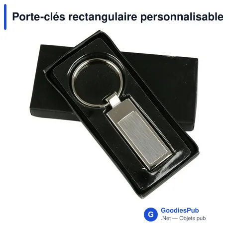 Porte-clés rectangulaire personnalisable en métal avec logo - Stella