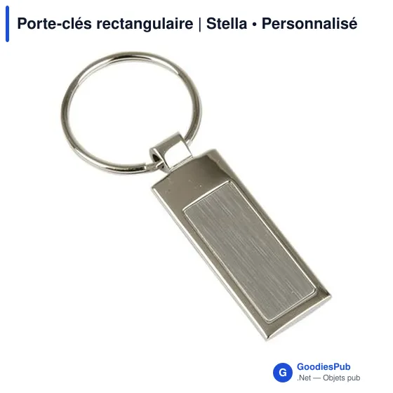 Porte-clés rectangulaire personnalisable en métal avec logo - Stella - Image 2