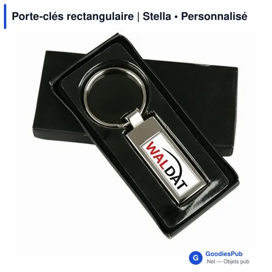 Porte-clés rectangulaire personnalisable en métal avec logo - Stella - Image 4