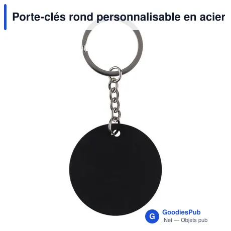 Porte-clés rond personnalisable en acier inoxydable recyclé Risaavec logo