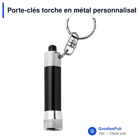 Porte-clés torche en métal personnalisable avec logo - Audrey
