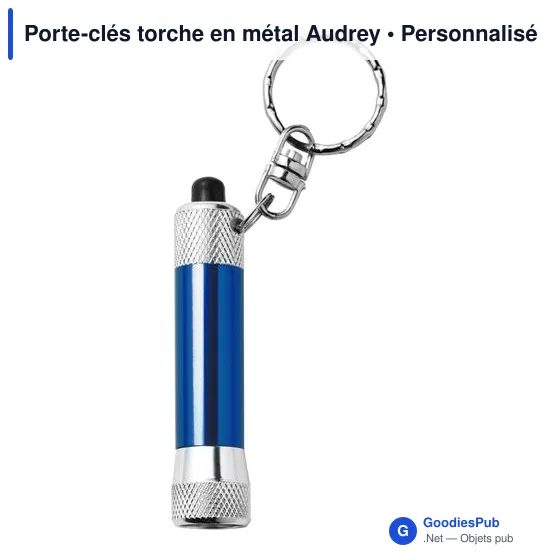 Porte-clés torche en métal personnalisable avec logo - Audrey - Image 11