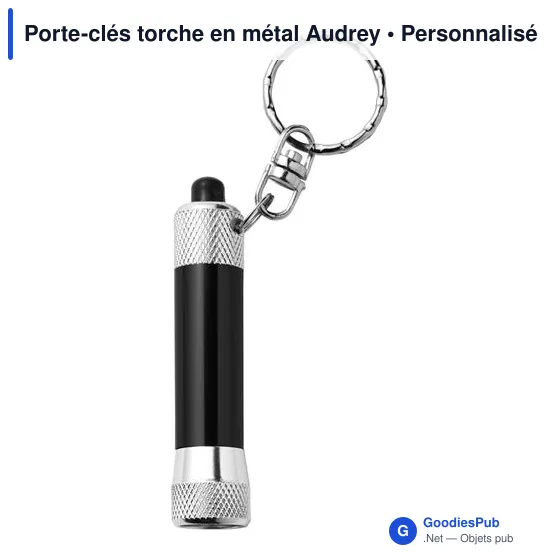 Porte-clés torche en métal personnalisable avec logo - Audrey - Image 12