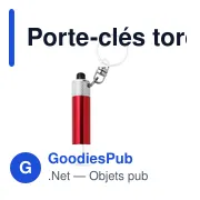 Porte-clés torche en métal personnalisable avec logo - Audrey - Miniature 6