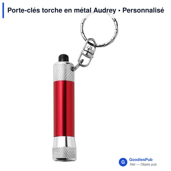 Porte-clés torche en métal personnalisable avec logo - Audrey - Image 6