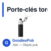 Porte-clés torche en métal personnalisable avec logo - Audrey - Miniature 7