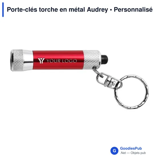 Porte-clés torche en métal personnalisable avec logo - Audrey - Image 10