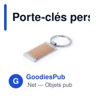 Porte-clés personnalisable Vitolok en métal et bois avec logo - Miniature 1