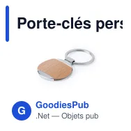 Porte-clés personnalisable Vitolok en métal et bois avec logo - Miniature 5