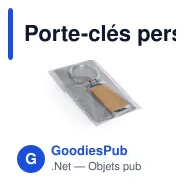 Porte-clés personnalisable Vitolok en métal et bois avec logo - Miniature 8